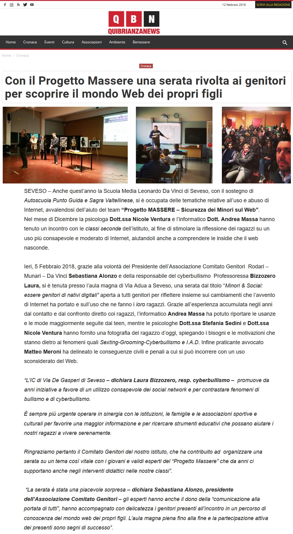 Andrea Massa - Progetto MASSERE: Sicurezza dei Minori sul Web